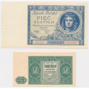 5 zł 1931 i 2 zł 1946 - zestaw (2szt)