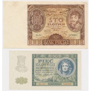 100 zloty 1932 e 5 zloty 1941 - set (2 pezzi)