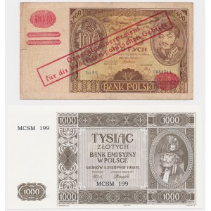 100 zloty 1934 with fake reprint and 1,000 zloty 1941 reproduction of Krakowiak (2pcs)