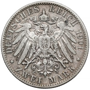 Meklenbursko-Schwerin, 2 marky 1901-A - vzácne