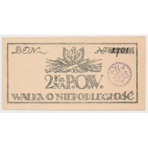 P.O.W. Walka o Niepodległość - Bon na 2 korony 1918 - numer odręcznie - ex.Lucow
