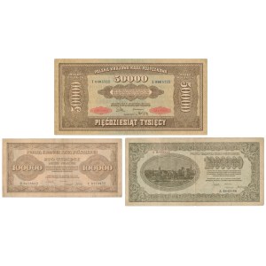 50.000, 100.000 und 1 Million mkp 1922-1923 - Satz (3tlg.)