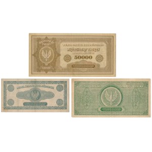 50.000, 100.000 und 1 Million mkp 1922-1923 - Satz (3tlg.)