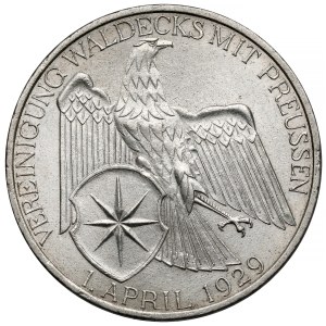 Weimar, 3 marks 1929-A - Waldeck