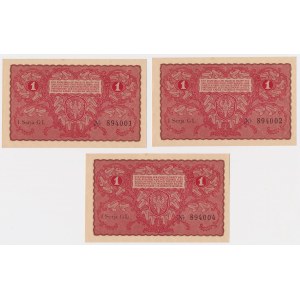 1 mkp 1919 August - 1st Series GL - set (3pcs)