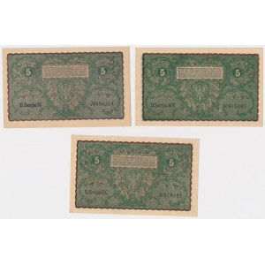 5 mkp 1919 August - set of varieties (3pcs)