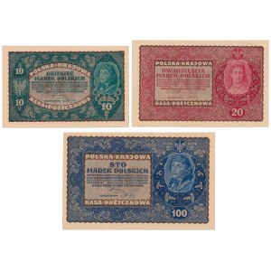 10, 20 and 100 mkp 1919 August - set (3pcs)