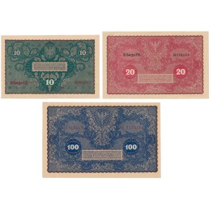 10, 20 and 100 mkp 1919 August - set (3pcs)