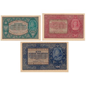 10, 20 and 100 mkp 1919 August - set (3pcs)