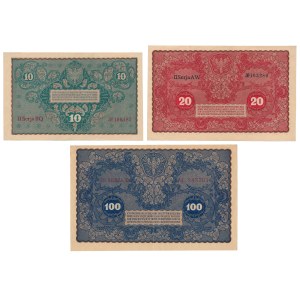 10, 20 and 100 mkp 1919 August - set (3pcs)