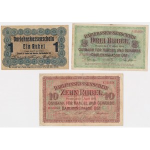 Ost- Poznań, 1, 3 and 10 rubles 1916 - set (3pcs)