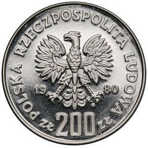 Próba NIKIEL 200 złotych 1980 Bolesław I Chrobry - półpostać