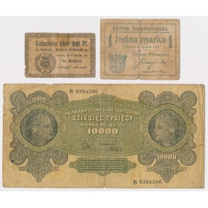 Bydgoszcz 10 pfg, Innowrocław 1 mk i 10.000 mkp 1922 - zestaw (3szt)