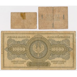 Bydgoszcz 10 pfg, Innowrocław 1 mk i 10.000 mkp 1922 - zestaw (3szt)