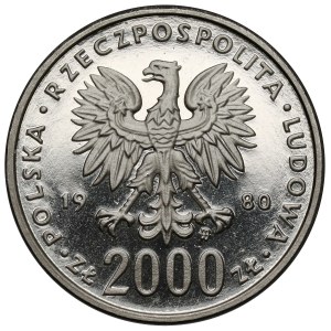 Próba NIKIEL 2000 złotych 1980 Kazimierz Odnowiciel
