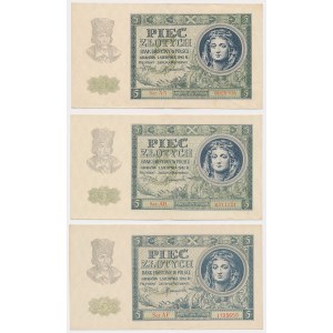 5 zl 1941 - AA, AB, AF - set (3pcs)