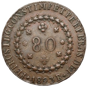 Brazil, Pedro I, 80 reis 1823-R, Rio de Janeiro