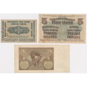 Ost- Poznań 20 kop 1916, Kaunas 5 mk 1918 and 10 zl 1940 - set (3pcs)