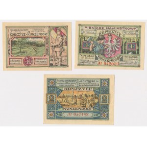 Kończyce (Kunzendorf), 50 pfg, 1 and 2 mk 1922 (3pcs)