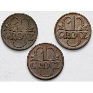 1 cent 1923-1927 - sada (3ks)