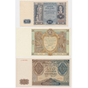 20, 50 i 100 zł 1929-1941 - zestaw (3szt)