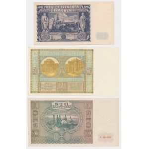 20, 50 i 100 zł 1929-1941 - zestaw (3szt)
