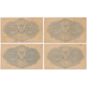 100 mkp 1919 Luty - Ser. F, N, O, U - zestaw (4szt)
