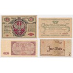 Set of Polish banknotes 1916-1948 (4pc) - including 2 mk ghetto banknotes