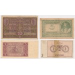 Set of Polish banknotes 1916-1948 (4pc) - including 2 mk ghetto banknotes