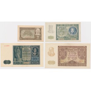 2, 5, 50 and 100 zloty 1940-1941 - set (4pcs)