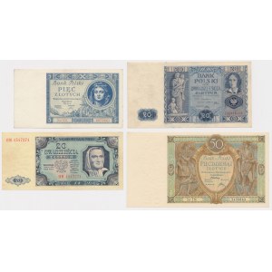 5, 2x 20 and 50 zloty 1929-1948 - set (4pcs)