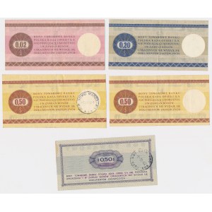 2, 20 and 3x 50 cents 1969-1979 - set (5pcs)