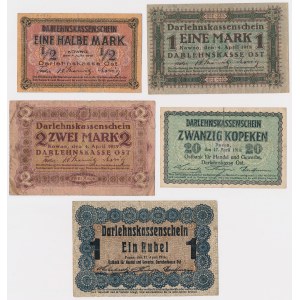 Ost- Kowno i Poznań 1916-1918 - w tym rzadkie 2 marki - zestaw (5szt)