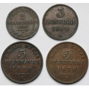 Germany, 2-3 fenigs 1852-1870 - set (4pcs)
