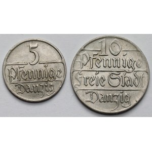 Danzig, 5 and 10 fenigs 1923 - set (2pcs)