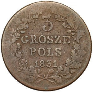 Powstanie Listopadowe, 3 grosze 1831 KG