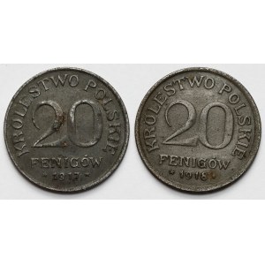 Kingdom of Poland, 20 fenigs 1917-1918 - set (2pcs)