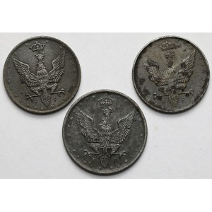 Königreich Polen, 10-20 Fechten 1917-1918 - Satz (3Stk)