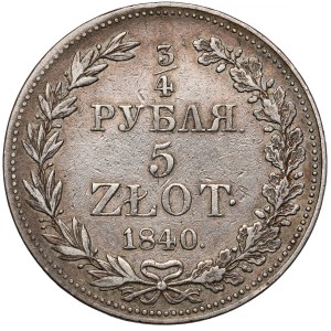3/4 rubla = 5 złotych 1840 MW, Warszawa - nowa wstęga