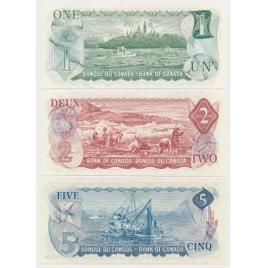 Kanada, 1, 2 und 5 Dollars 1972-1974 - Satz (3Stück)