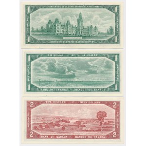 Kanada, 2x 1 i 2 Dollars 1954-1967 - zestaw (3szt)