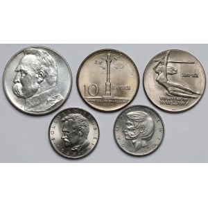 10 zloty Pilsudski + PRL coins - set (5pcs)