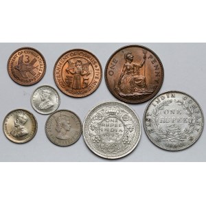 Indie, Hong-Kong, Cypr... - zestaw monet (8szt)