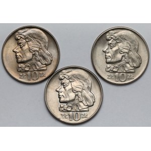 10 złotych 1960-1966 Kościuszko - zestaw (3szt)