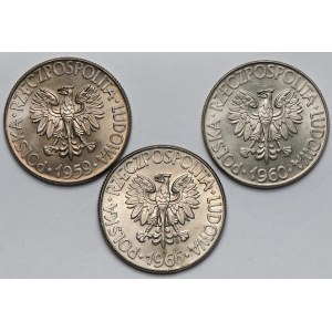 10 złotych 1960-1966 Kościuszko - zestaw (3szt)