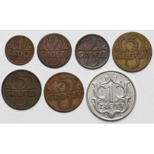 1 halier - 1 zlotý 1923-1938 - sada (7ks)