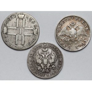 Rosja, Rubel 1799, 1830 i 1842 - zestaw (3szt)