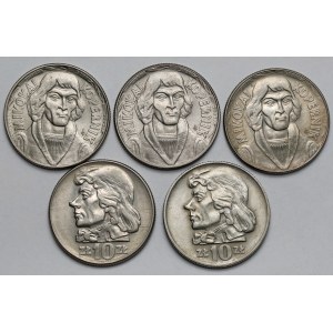 10 złotych 1959-1966 Kościuszko i Kopernik - zestaw (5szt)
