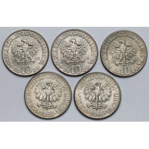10 złotych 1959-1966 Kościuszko i Kopernik - zestaw (5szt)