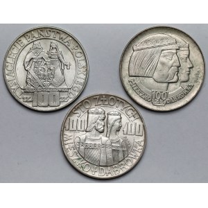 Mieszko and Dabrowa 100 gold 1966, including sample SILVER - set (3pcs) 500
